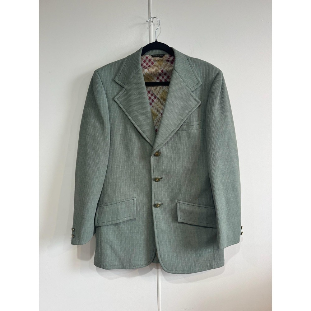 Vintage Richman Brothers Blazer Mens 42 Green Tweed Sport Coat Jacket 70s